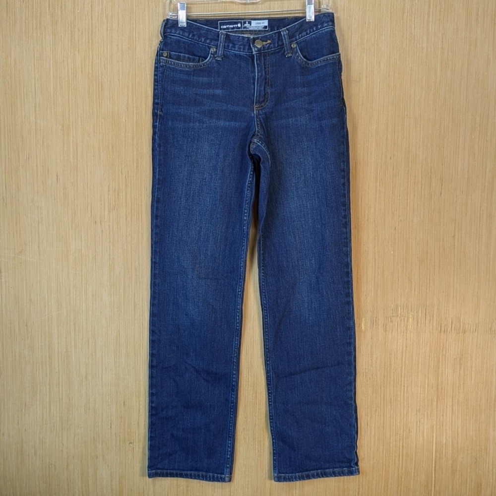 Carhartt Rugged Flex Loose Fit Jeans Womens 6 Regular Dark Wash Denim BD2731-W